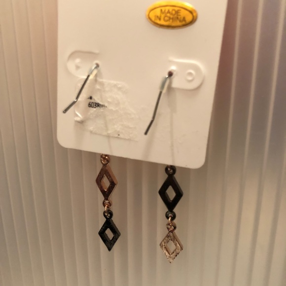 Pave Geometric Drop Earrings - Picture 4 of 4